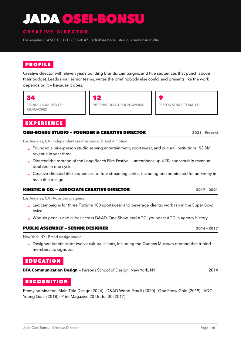 Duotone bold resume